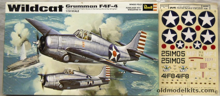 Revell 1/32 Grumman F4F-4 Wildcat with Microscale Decals - (F4F4), H299 plastic model kit